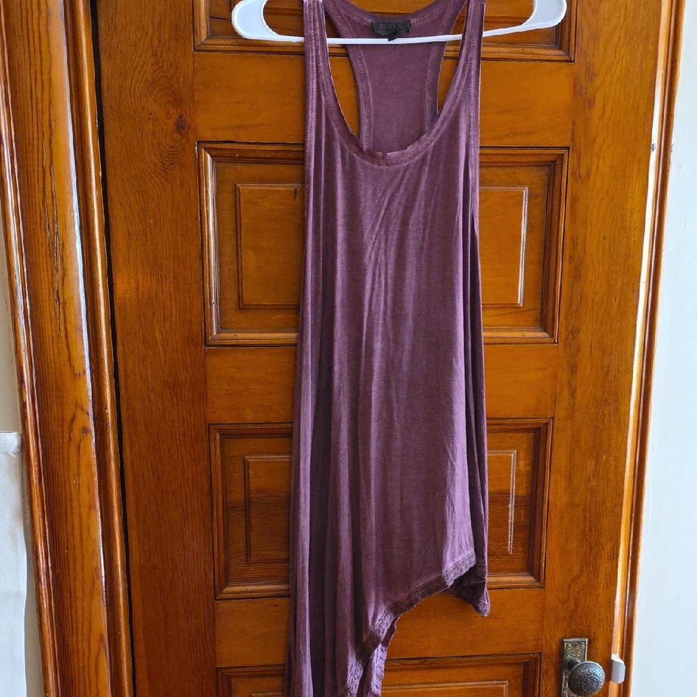 POL Asymmetric Racerback Tank Dress - Mauve Plum
